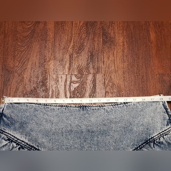 TGLA XL Mini Skirt Acid Wash Denim Tiered Ruffle Boho Festival Cowgirl 80s NWT - Picture 11 of 15